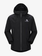 Camel Interstellar Traverse Shell Jacket in black color, built for rain with breathable fabric and outdoor construction