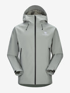 Camel Interstellar Traverse Shell Jacket in gray color, built for rain with breathable fabric and outdoor construction