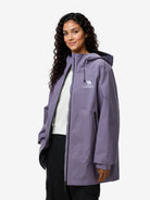 Side view of Camel Interstellar Traverse Shell Jacket,built for rain with breathable fabric and durable outdoor construction