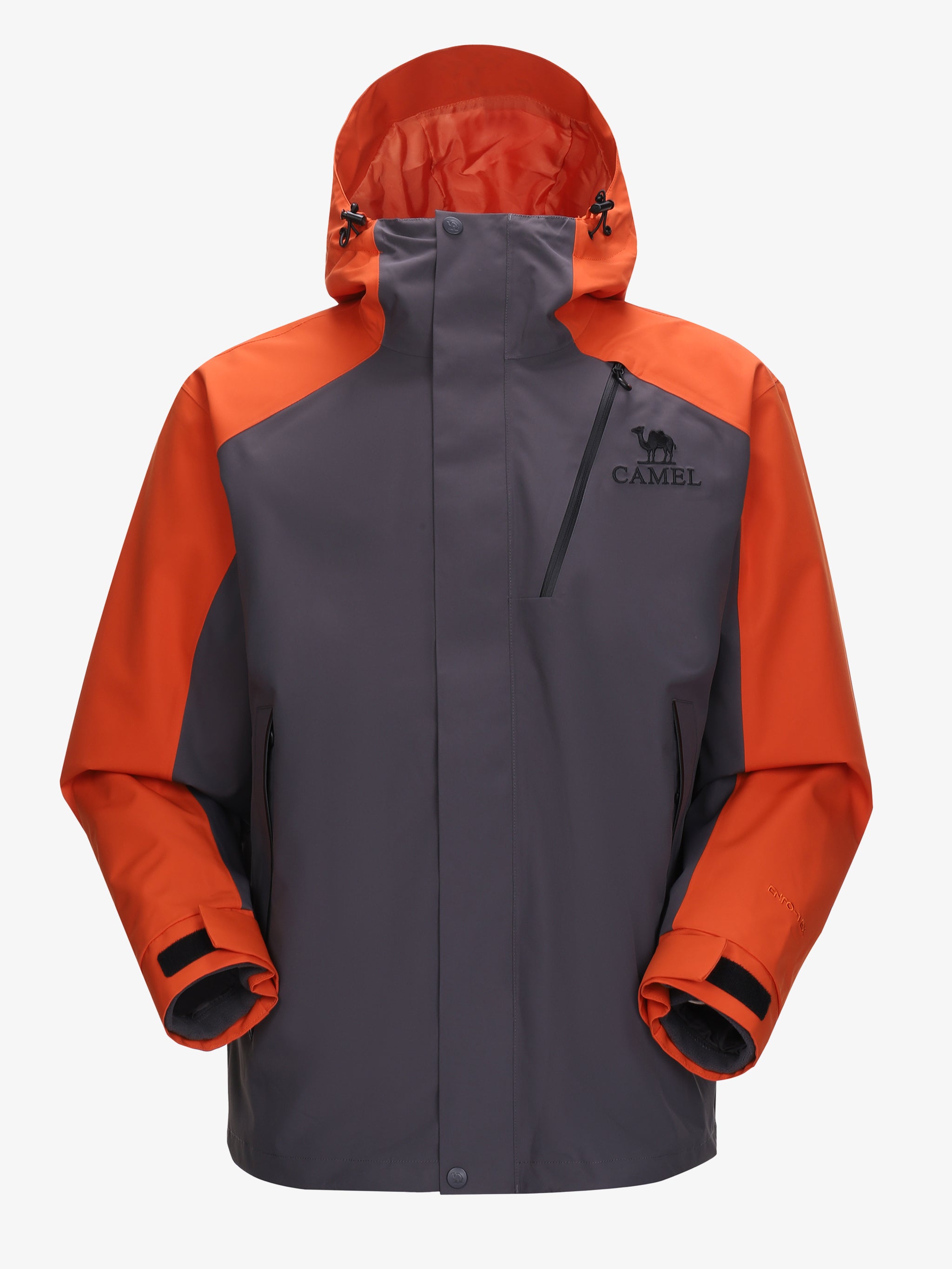 Camel Arctic Sentinel Elite Sorona® 3-in-1 Jacket in gray & orange, extreme waterproof shell, eco fleece liner for outdoors