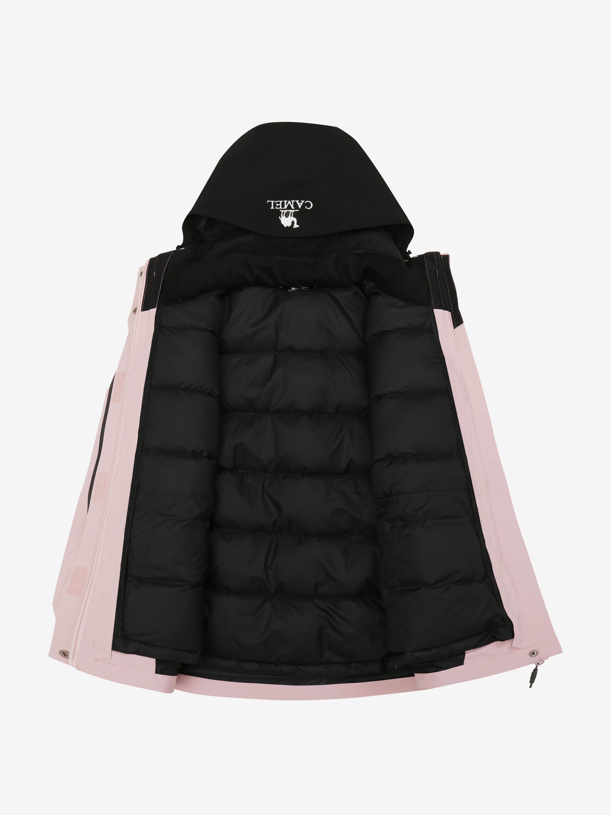 The inner of Camel Women’s 3-in-1 Arctic Sentinel Elite Jacket, duck down warmth and waterproof shell for city and trail