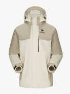 Camel Women’s Arctic Sentinel Paneled 3-in-1 Jacket in ivory and gray, built with waterproof outer shell and warm liner