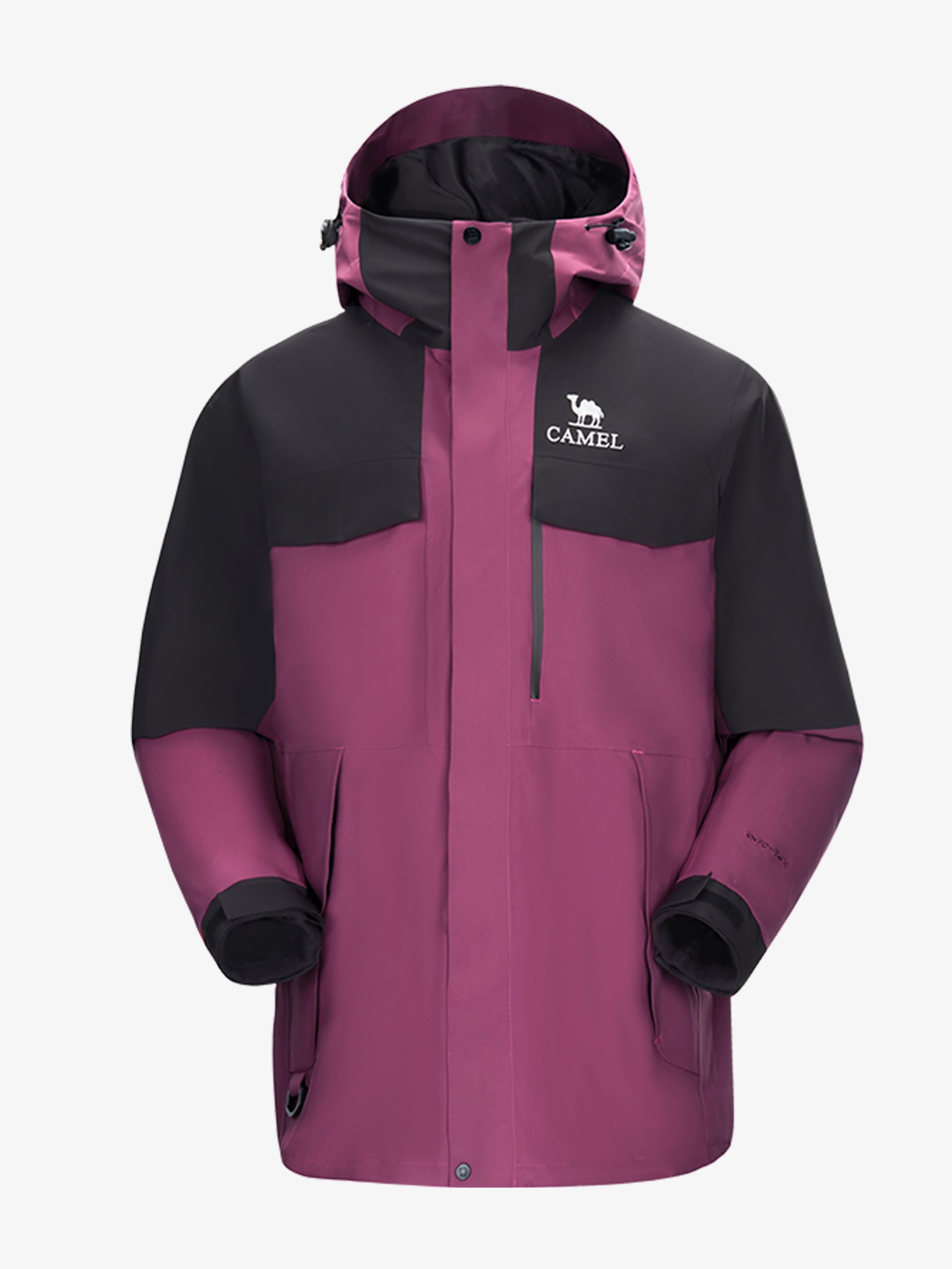 Camel Women’s Arctic Sentinel Paneled 3-in-1 Jacket in purple and black, built with waterproof outer shell and warm liner