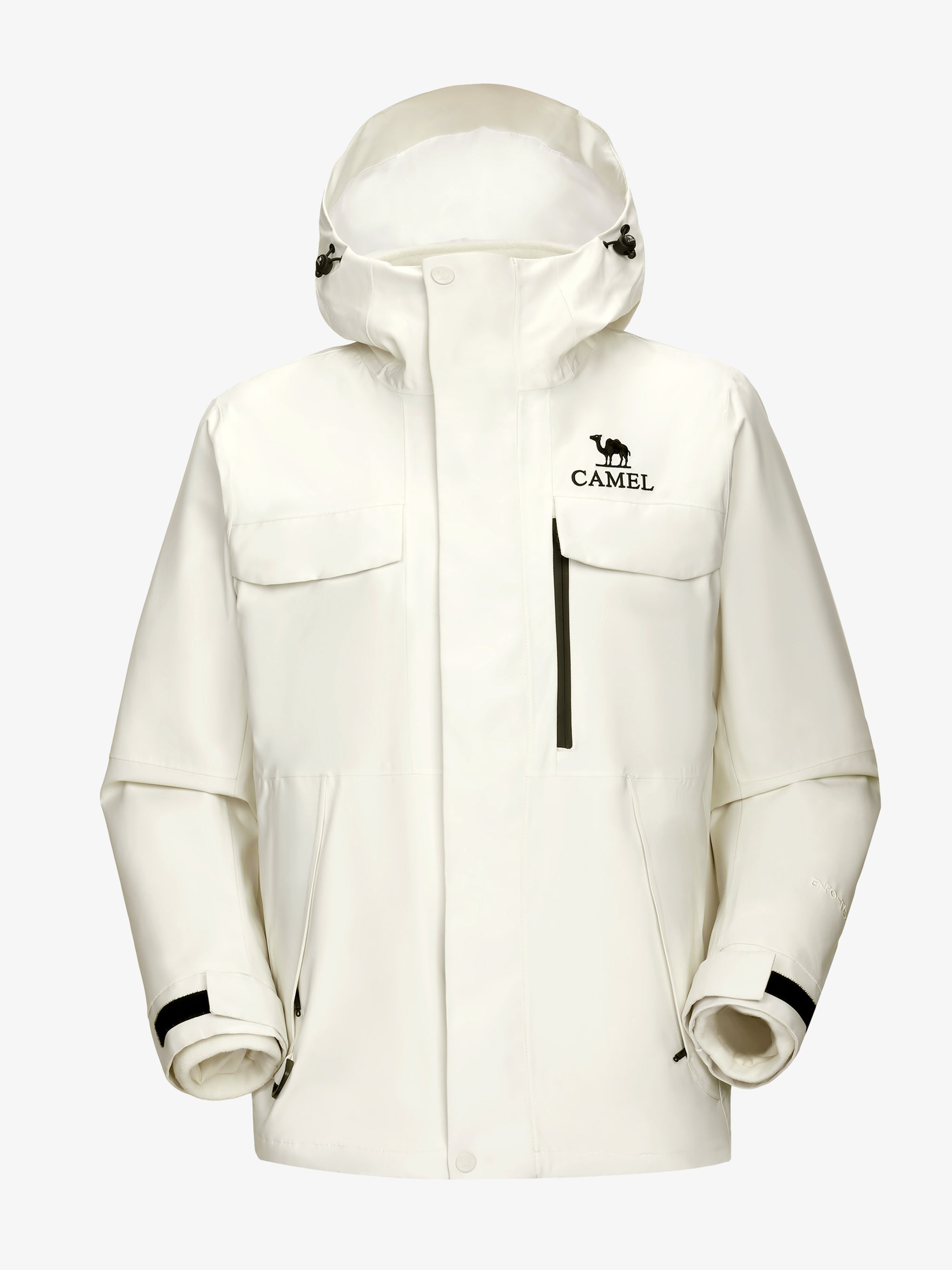 Camel Women’s Arctic Sentinel Paneled 3-in-1 Jacket in white color, built with waterproof outer shell and warm fleece liner