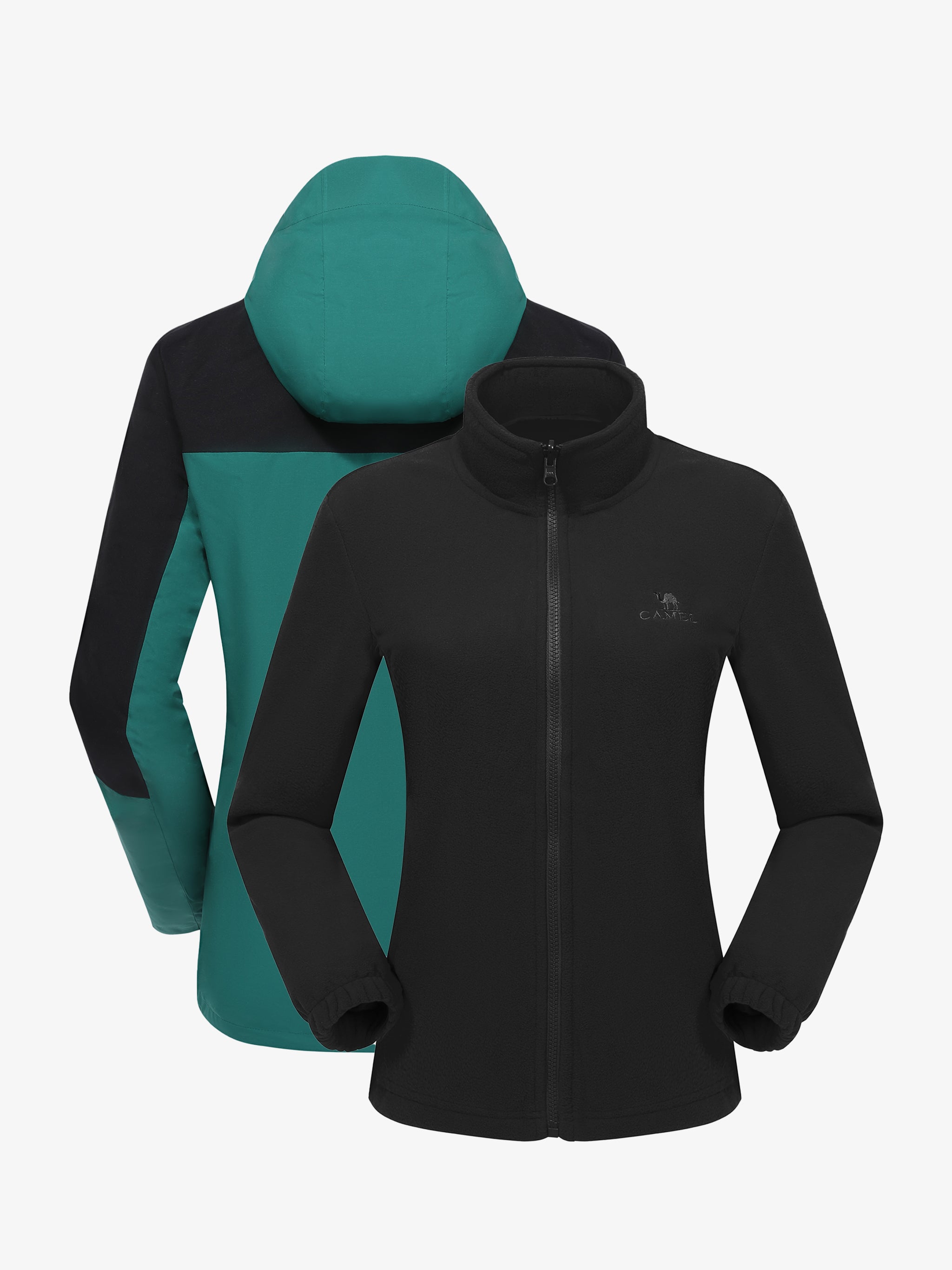 Black liner of Camel Women’s Arctic Sentinel Paneled 3-in-1 Jacket, windproof breathable insulated for hiking and daily wear